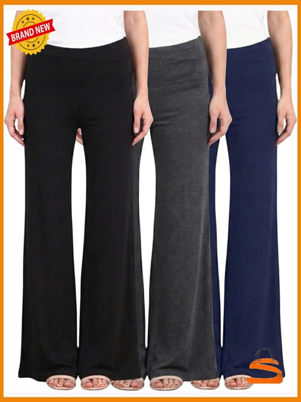 Wide Leg Palazzo Pants 3-Pack Soft Lightweight Flow Bootcut Lounge Pants